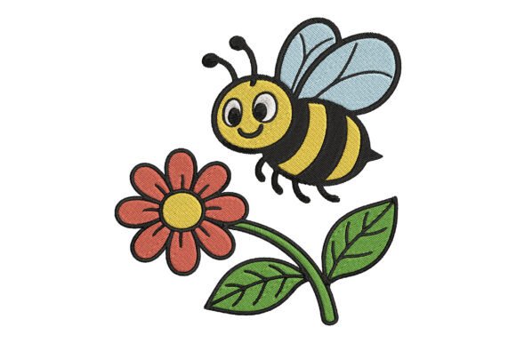 Bee with Flower Embroidery Design: A Sweet Addition to Seasonal Goods