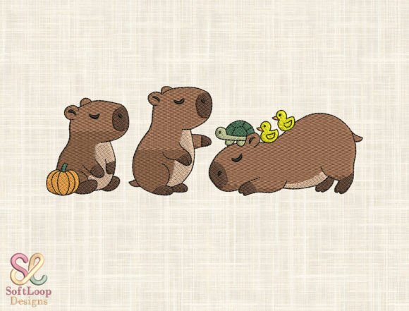 Capybara Friends Embroidery Design: A Charming Addition to Small Business Branding