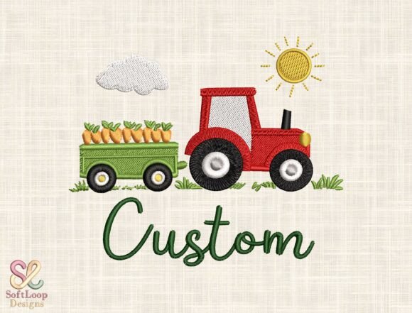 Charming Custom Farm Tractor Embroidery Design