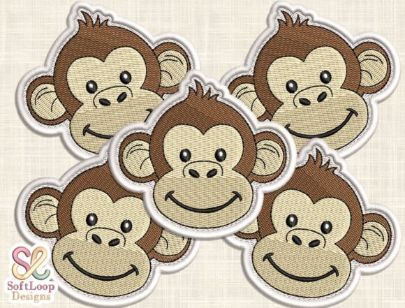 Cute Monkey Patch Embroidery Design