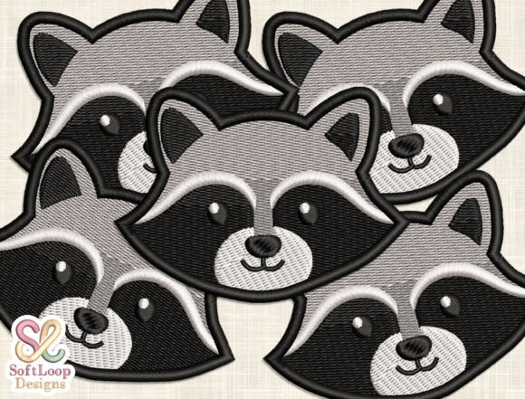 Cute Raccoon Patch Embroidery Design