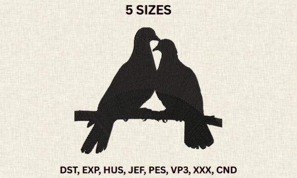 Doves Love Silhouette Embroidery Design
