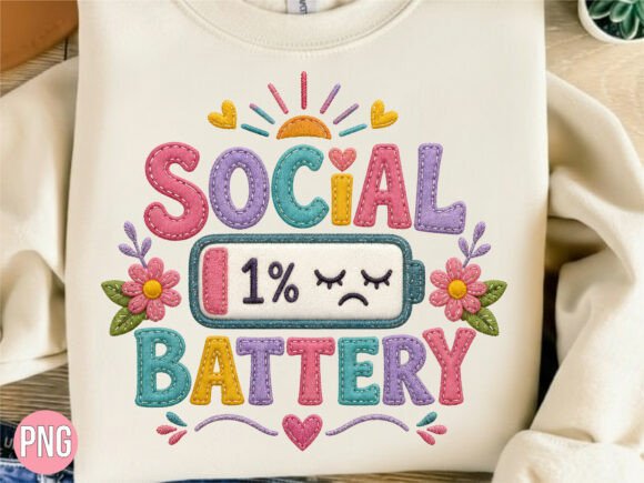 Faux Embroidery Social Battery 1 PNG Review