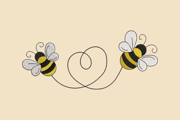 Heart Honeybees Embroidery Design – A Sweet Touch for Seasonal Crafts