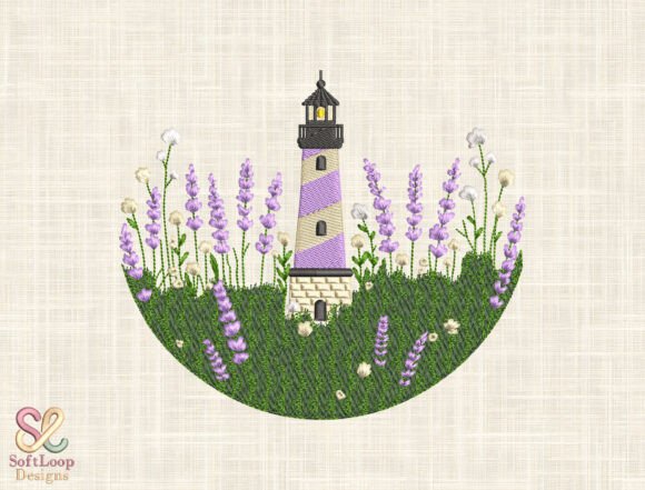 Purple Nautical Scene Machine Embroidery