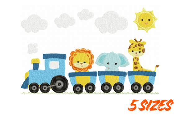 Safari Train Embroidery Design for Kids